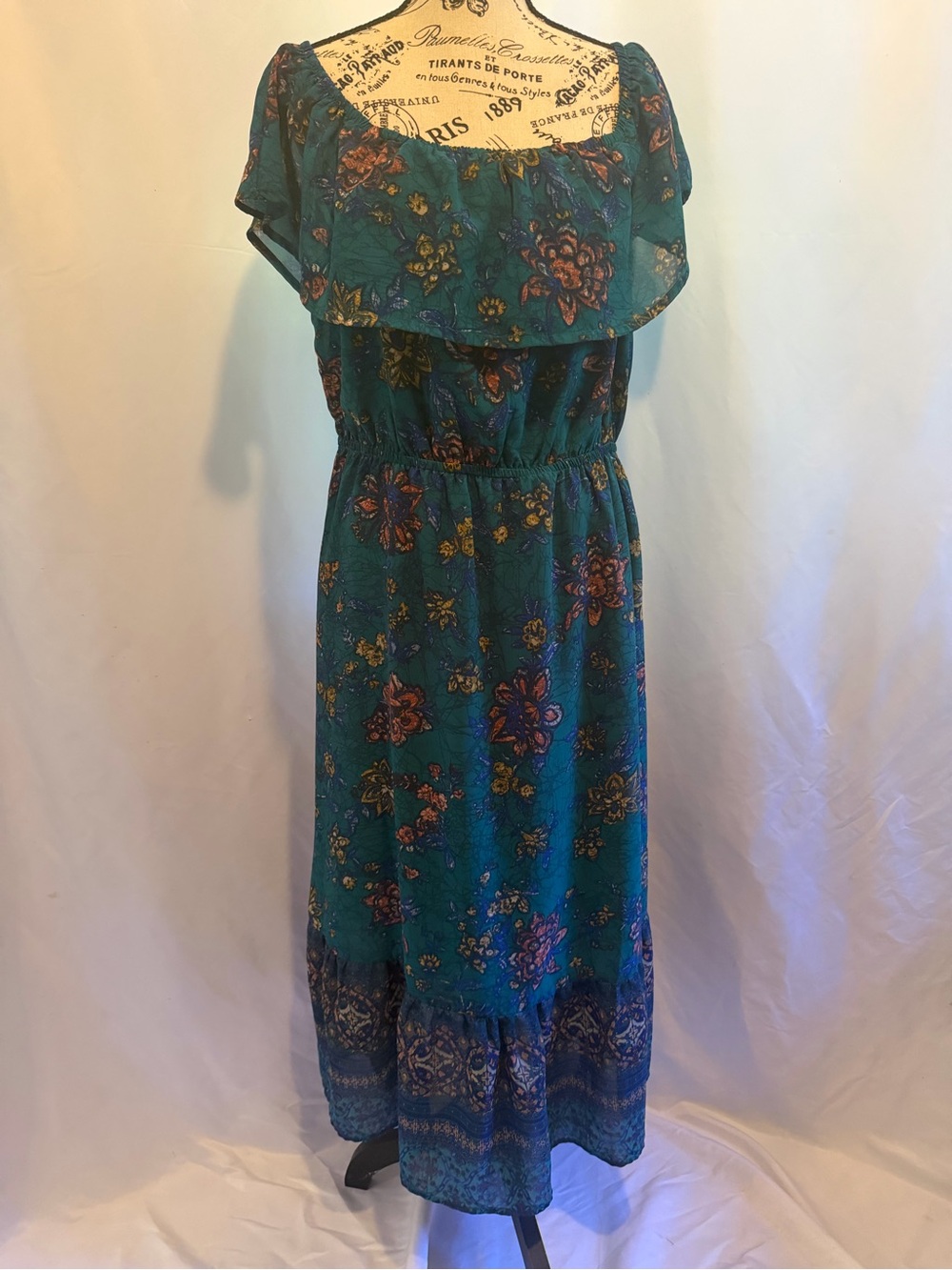 Maurices Teal Maxi Dress with Elastic Waist